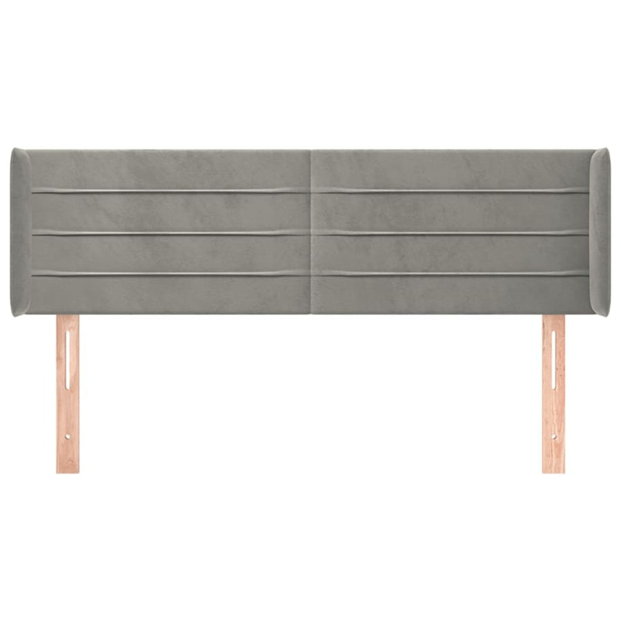 Hoofdbord Met Randen 147X16X78/88 Cm Fluweel Lichtgrijs