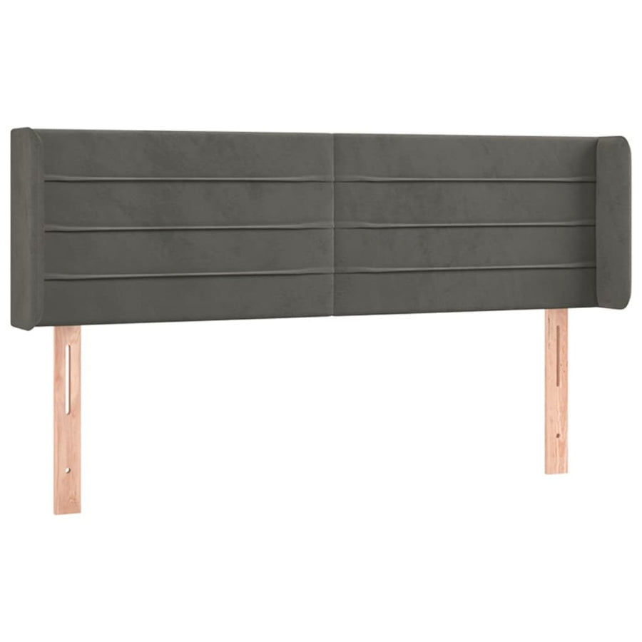 Hoofdbord Met Randen 147X16X78/88 Cm Fluweel Donkergrijs