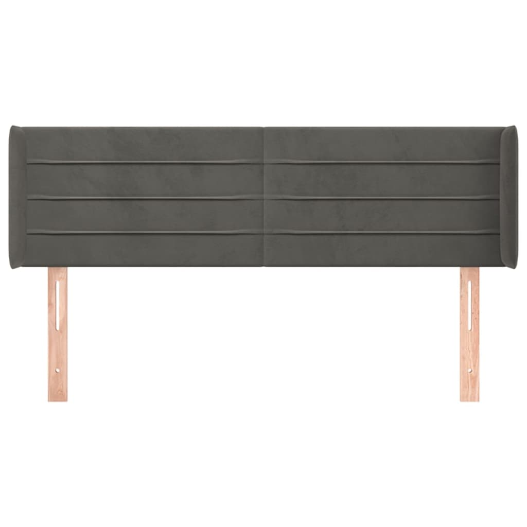 Hoofdbord Met Randen 147X16X78/88 Cm Fluweel Donkergrijs