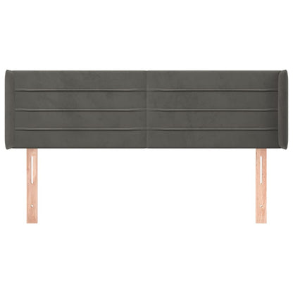 Hoofdbord Met Randen 147X16X78/88 Cm Fluweel Donkergrijs