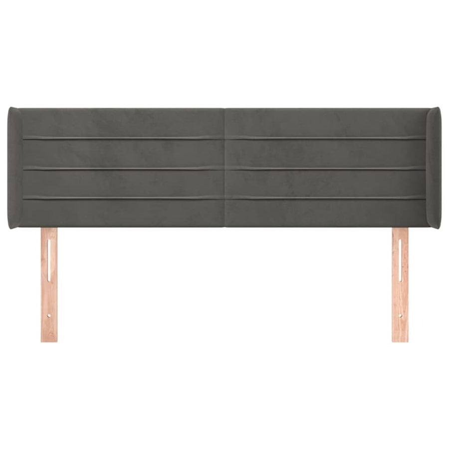 Hoofdbord Met Randen 147X16X78/88 Cm Fluweel Donkergrijs