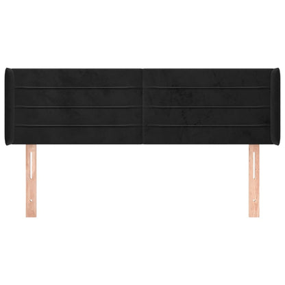 Hoofdbord Met Randen 147X16X78/88 Cm Fluweel Zwart