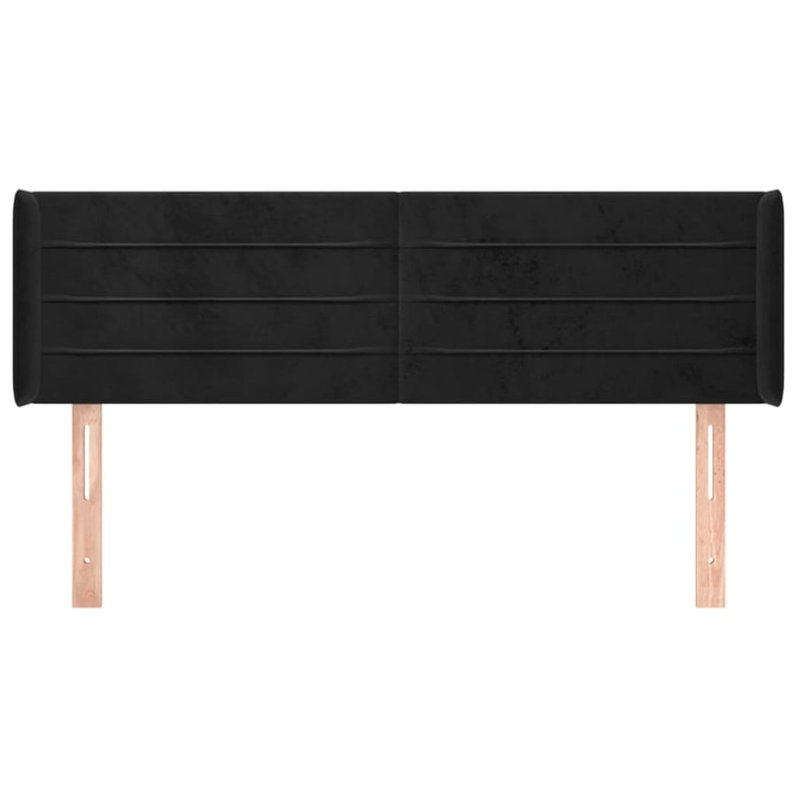 Hoofdbord Met Randen 147X16X78/88 Cm Fluweel Zwart