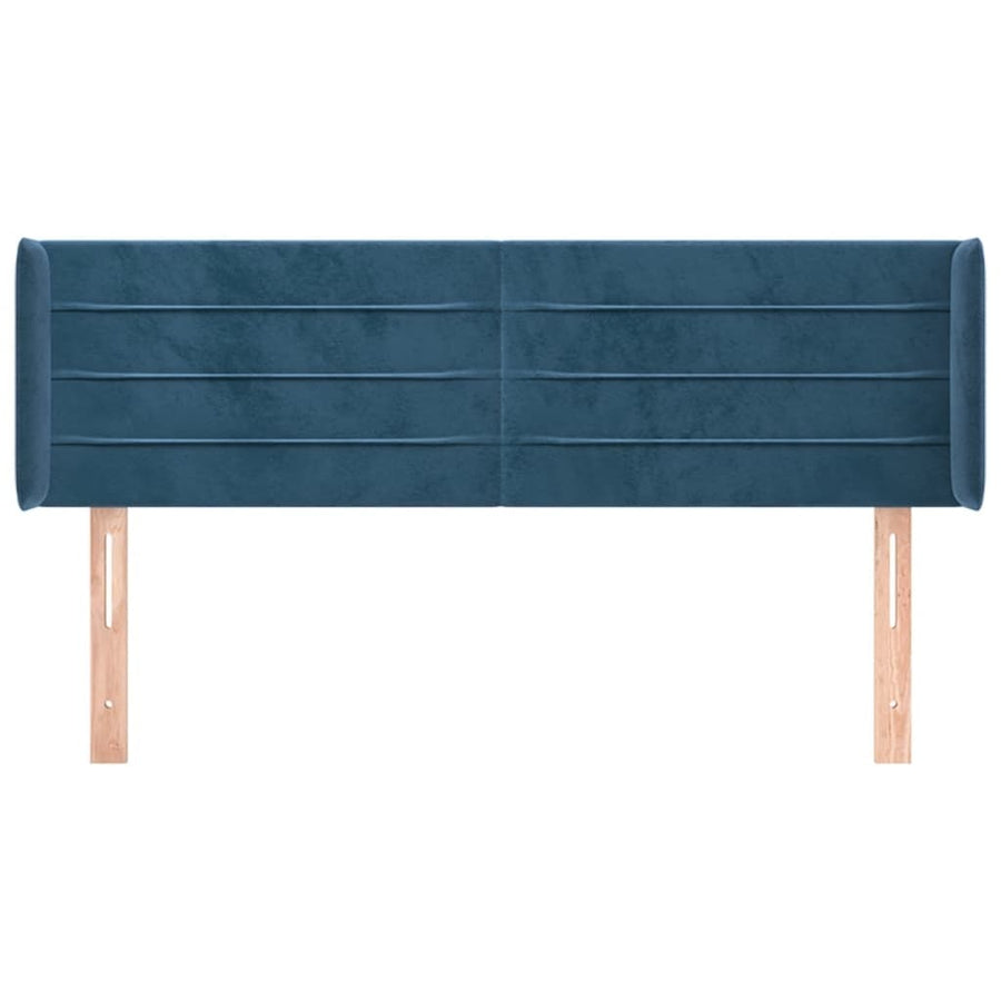 Hoofdbord Met Randen Fluweel 147 x 16 x 78/88 cm Donkerblauw