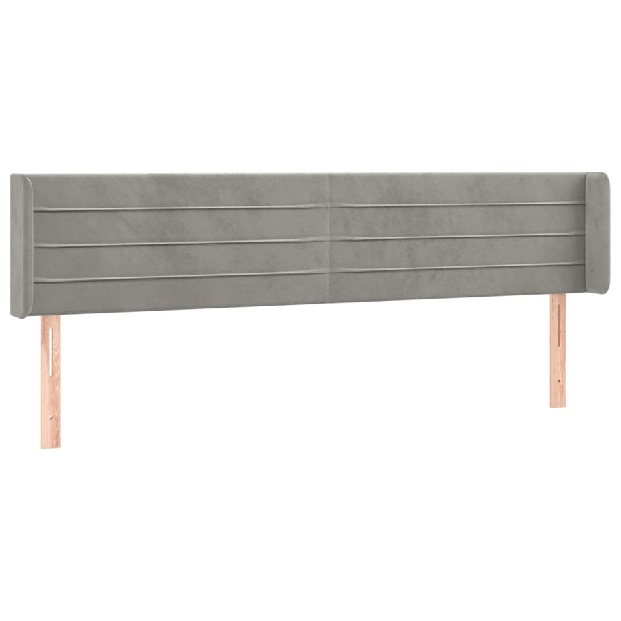 Hoofdbord Met Randen 163X16X78/88 Cm Fluweel Lichtgrijs