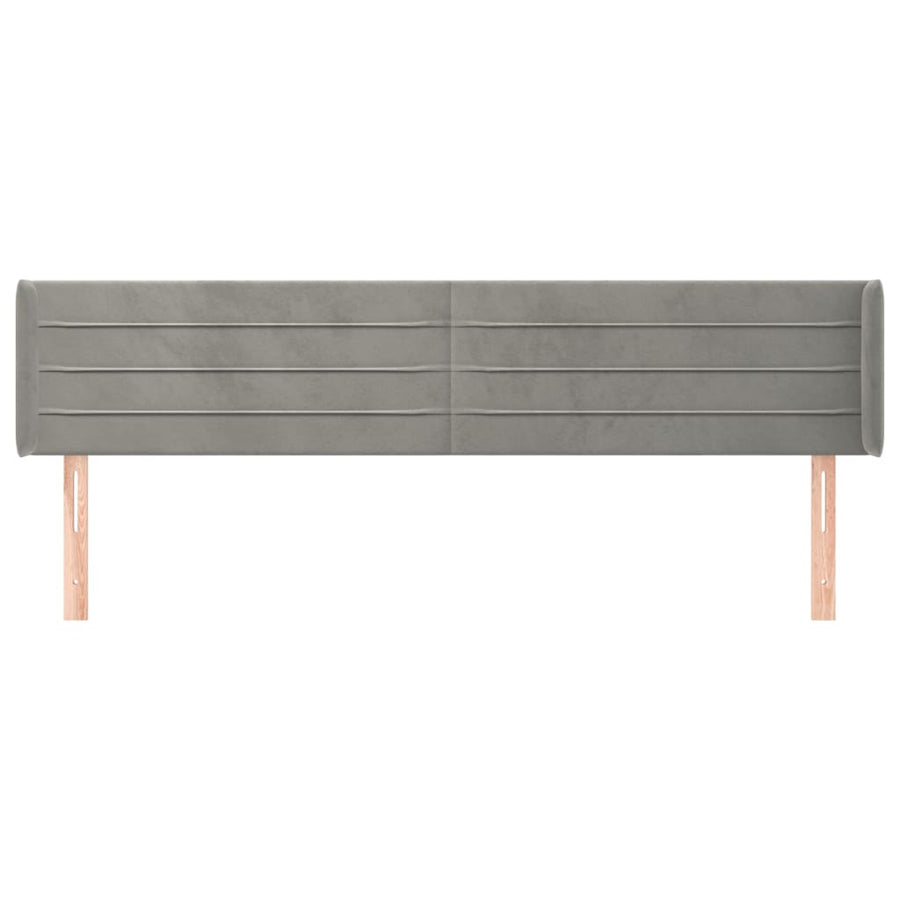 Hoofdbord Met Randen 163X16X78/88 Cm Fluweel Lichtgrijs