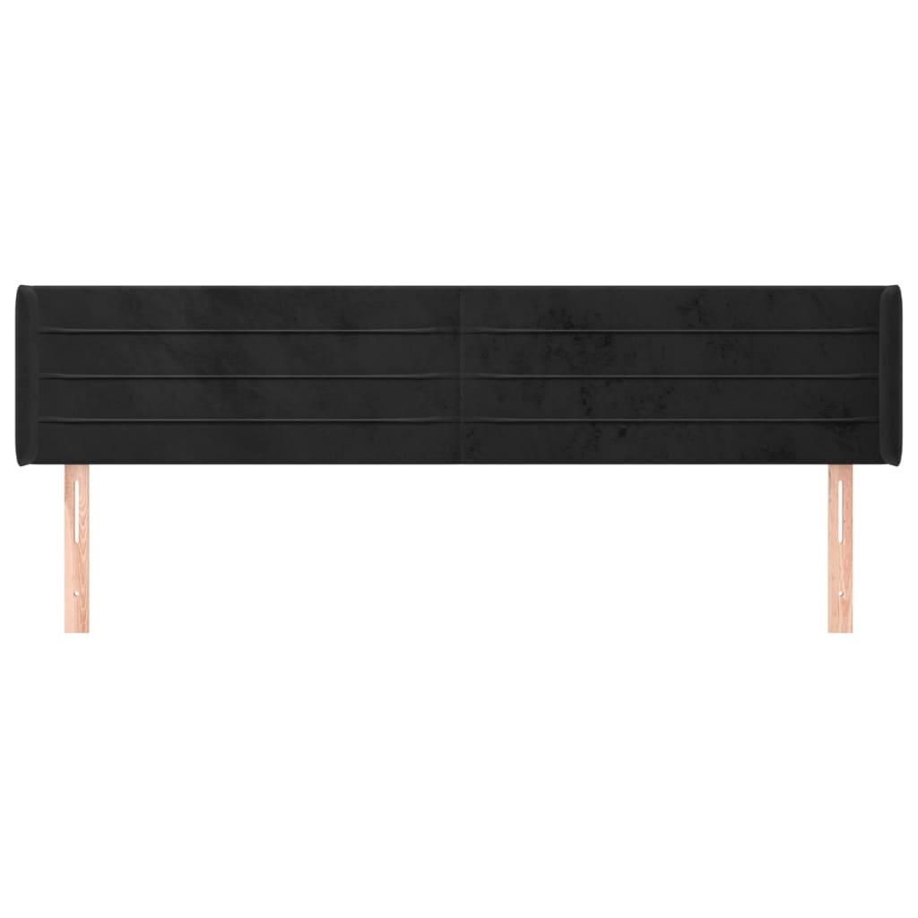 Hoofdbord Met Randen 163X16X78/88 Cm Fluweel Zwart