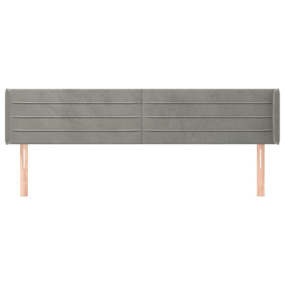 Hoofdbord Met Randen 183X16X78/88 Cm Fluweel Lichtgrijs