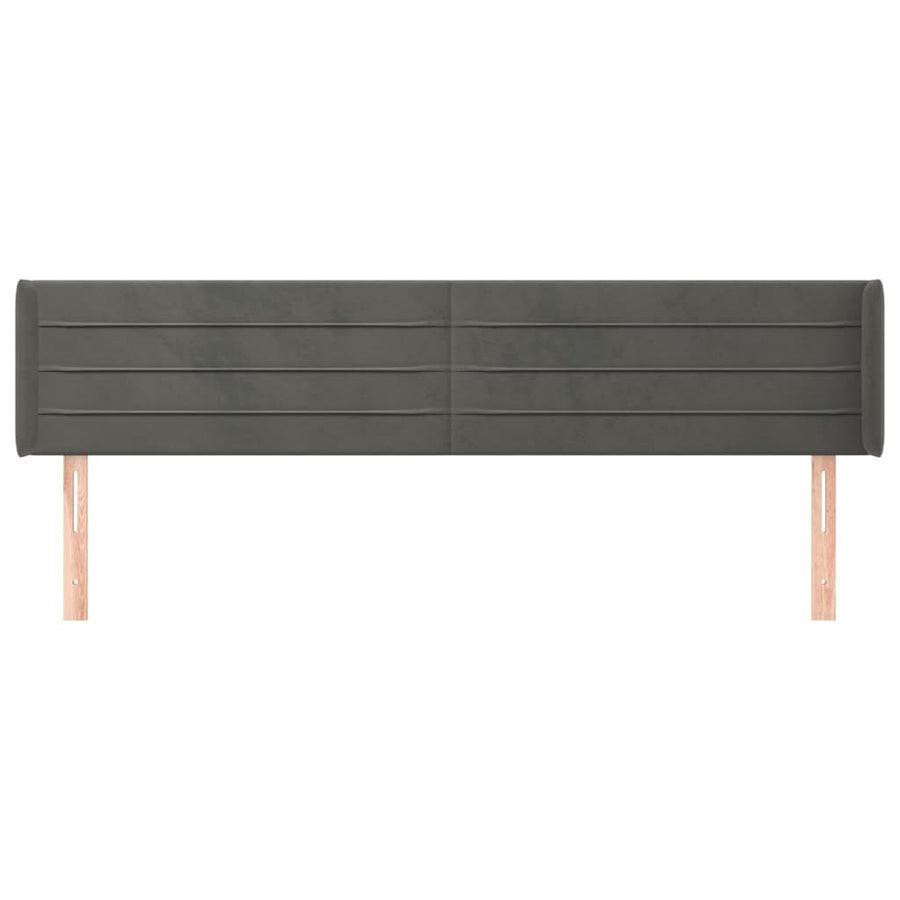 Hoofdbord Met Randen 183X16X78/88 Cm Fluweel Donkergrijs