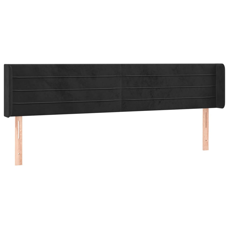 Hoofdbord Met Randen 183X16X78/88 Cm Fluweel Zwart