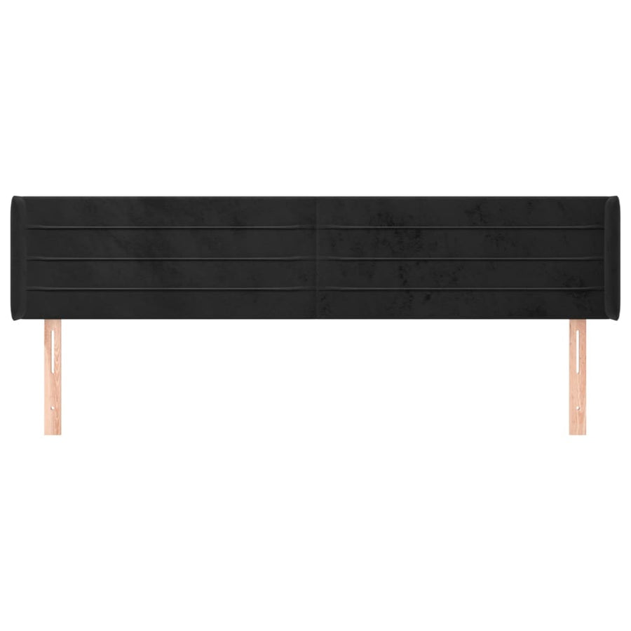 Hoofdbord Met Randen 183X16X78/88 Cm Fluweel Zwart