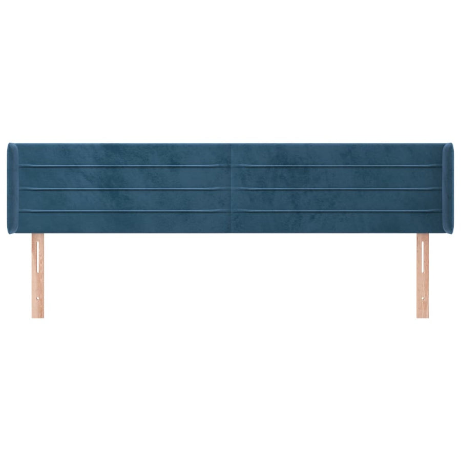 Hoofdbord Met Randen Fluweel 1 183 x 16 x 78/88 cm Donkerblauw