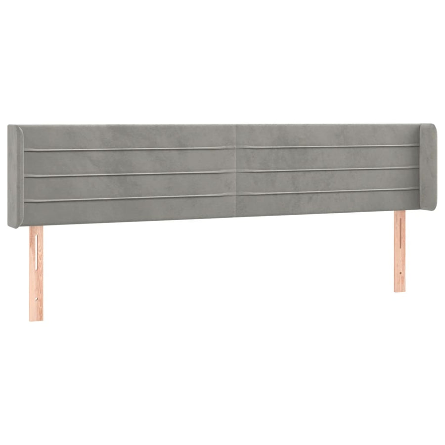 Hoofdbord Met Randen 203X16X78/88 Cm Fluweel Lichtgrijs