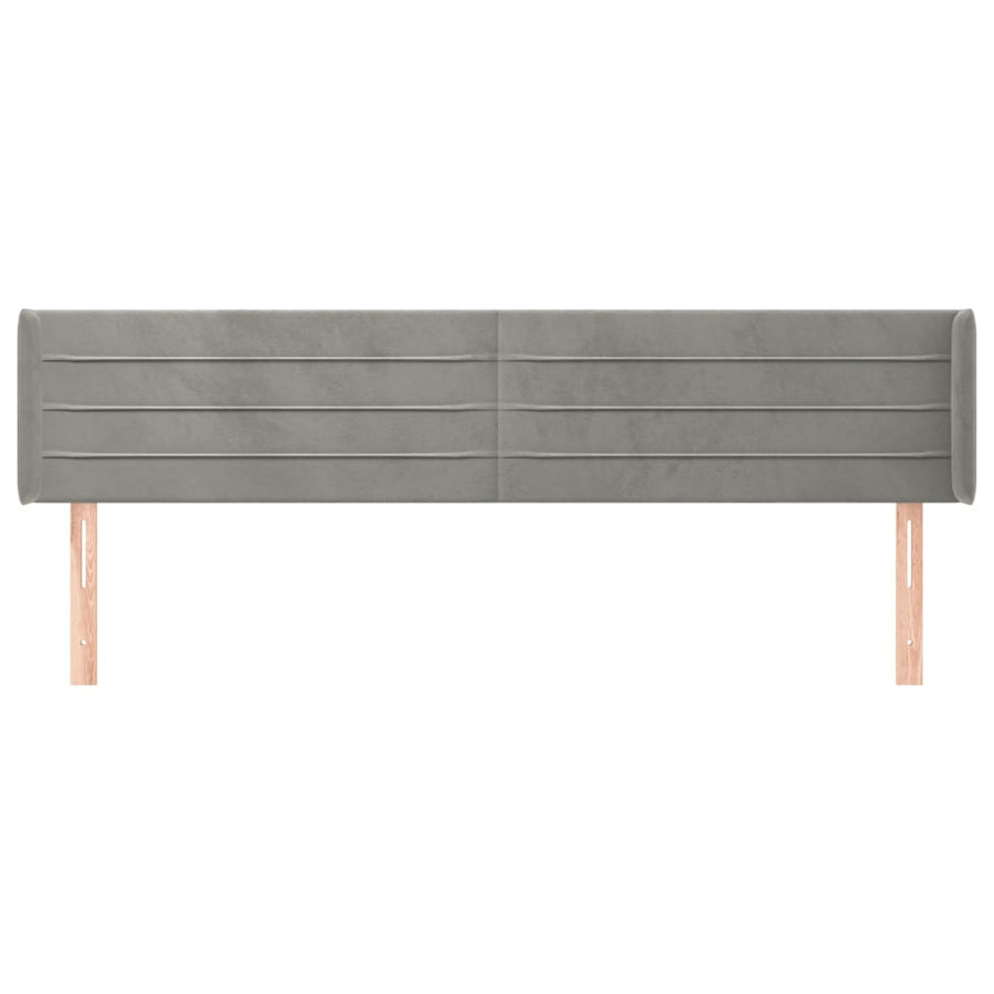 Hoofdbord Met Randen 203X16X78/88 Cm Fluweel Lichtgrijs