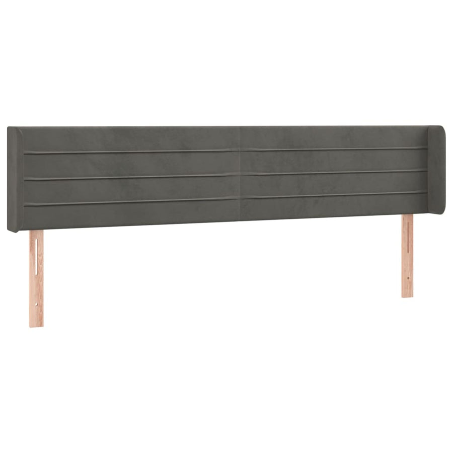 Hoofdbord Met Randen 203X16X78/88 Cm Fluweel Donkergrijs