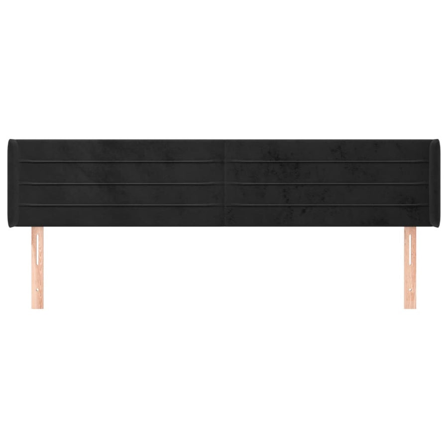 Hoofdbord Met Randen 203X16X78/88 Cm Fluweel Zwart