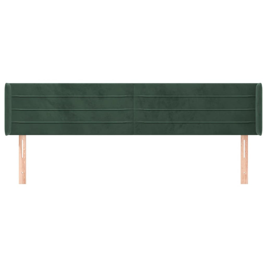 Hoofdbord Met Randen 203X16X78/88 Cm Fluweel Donkergroen