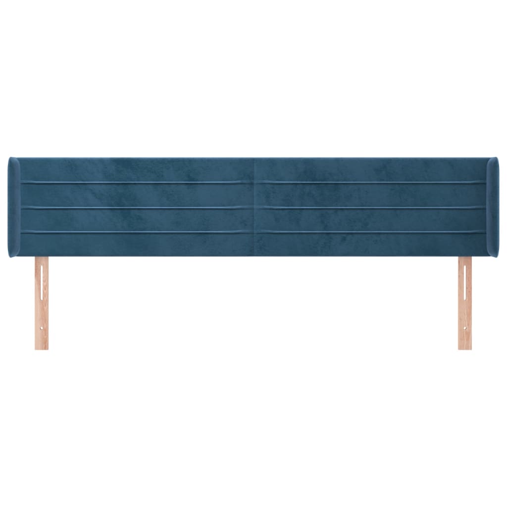 Hoofdbord Met Randen 203X16X78/88 Cm Fluweel Donkerblauw