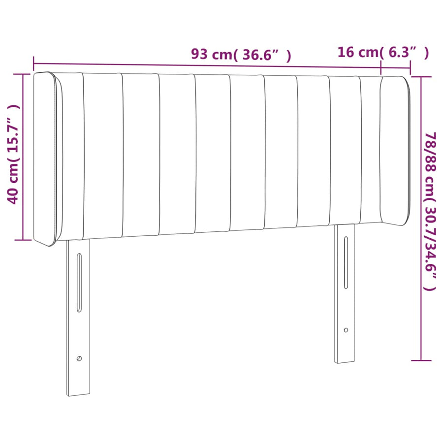 Hoofdbord Met Randen Stof 93 x 16 x 78/88 cm Blauw
