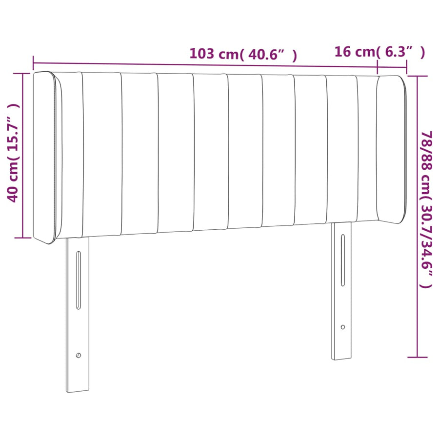 Hoofdbord Met Randen Stof 103 x 16 x 78/88 cm Donkerbruin
