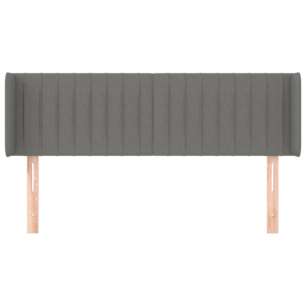 Hoofdbord Met Randen Stof 147 x 16 x 78/88 cm Donkergrijs