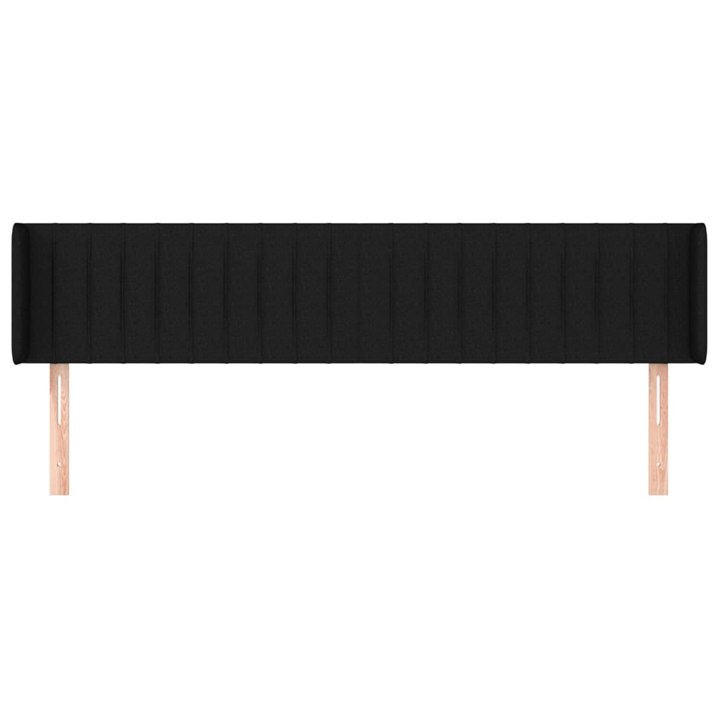 Hoofdbord Met Randen Stof 183 x 16 x 78/88 cm Zwart