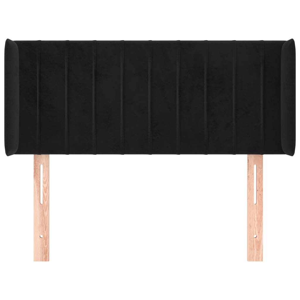 Hoofdbord met randen 83x16x78/88 cm fluweel zwart 83 x 16 x 78/88 cm Zwart