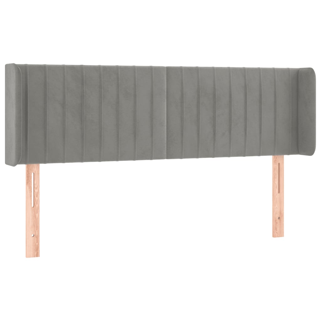 Hoofdbord Met Randen Fluweel 147 x 16 x 78/88 cm Lichtgrijs