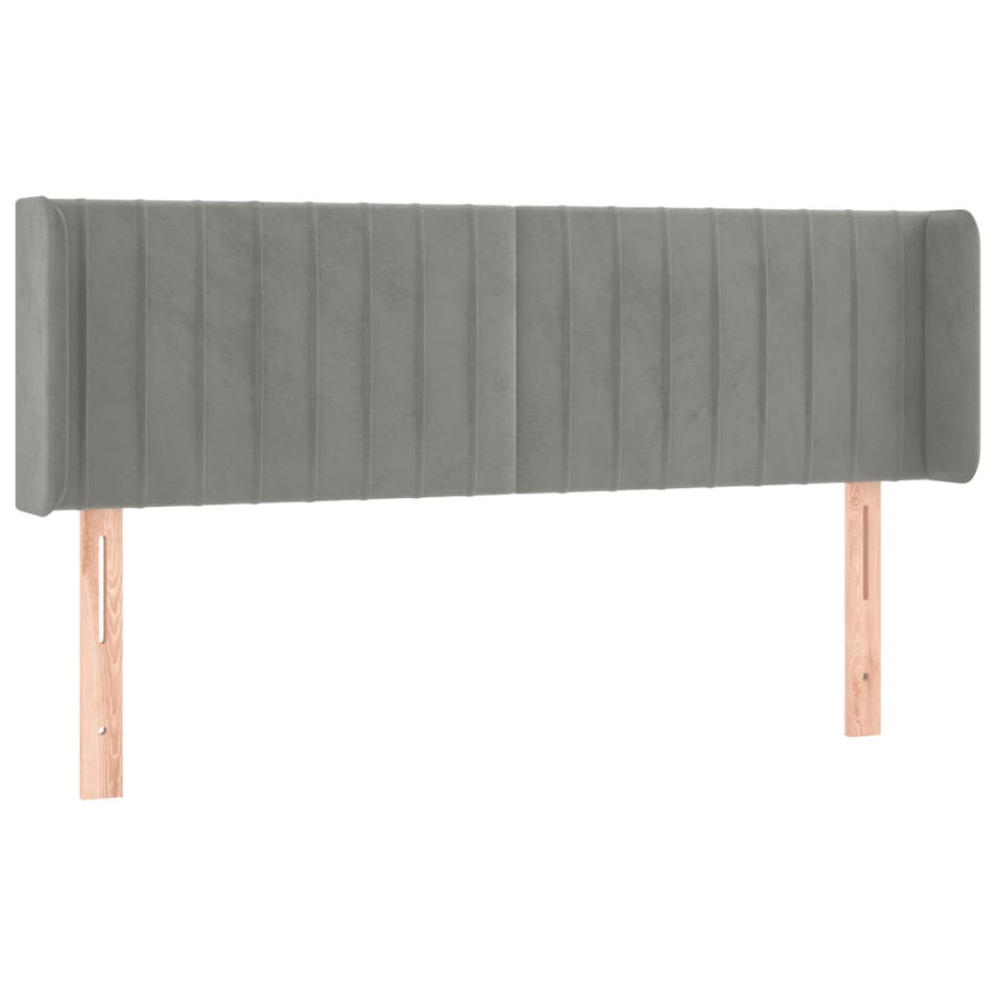 Hoofdbord Met Randen Fluweel 147 x 16 x 78/88 cm Lichtgrijs