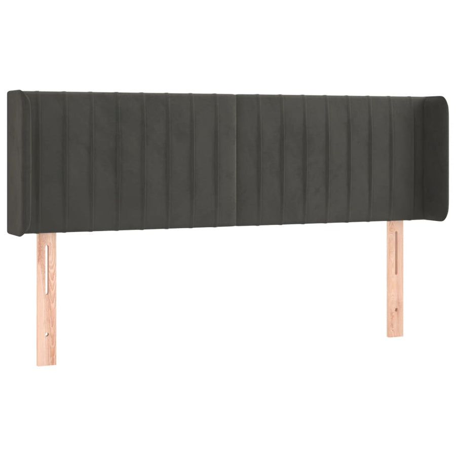 Hoofdbord Met Randen Fluweel 147 x 16 x 78/88 cm Donkergrijs