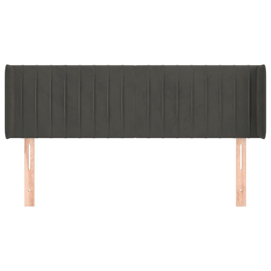 Hoofdbord Met Randen Fluweel 147 x 16 x 78/88 cm Donkergrijs