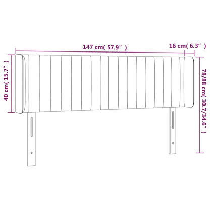 Hoofdbord Met Randen Fluweel 147 x 16 x 78/88 cm Donkergrijs