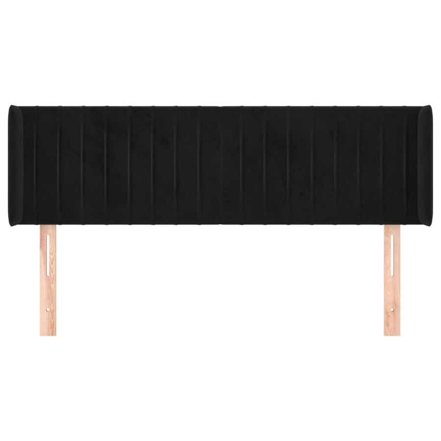 Hoofdbord Met Randen Fluweel 147 x 16 x 78/88 cm Zwart