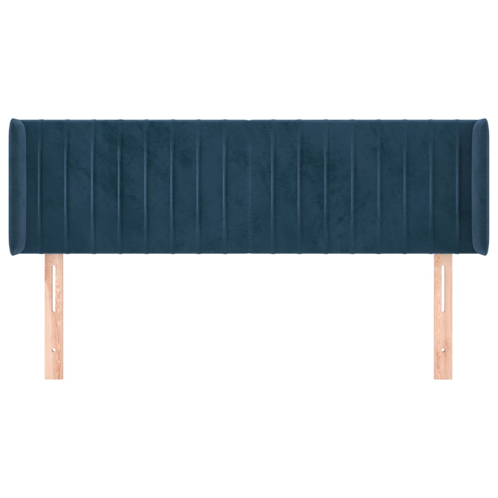 Hoofdbord Met Randen Fluweel 147 x 16 x 78/88 cm Donkerblauw