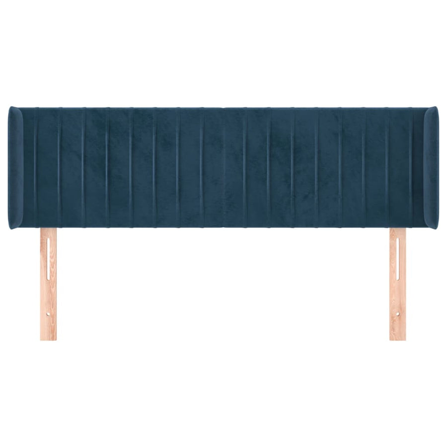 Hoofdbord Met Randen Fluweel 147 x 16 x 78/88 cm Donkerblauw