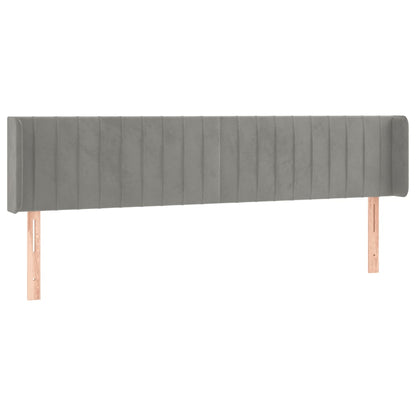 Hoofdbord Met Randen Fluweel 163 x 16 x 78/88 cm Lichtgrijs