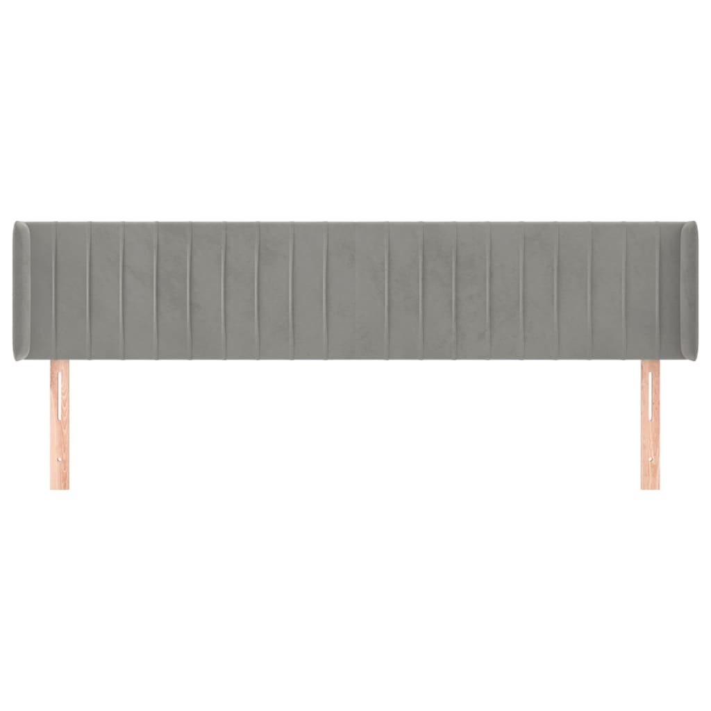 Hoofdbord Met Randen Fluweel 163 x 16 x 78/88 cm Lichtgrijs