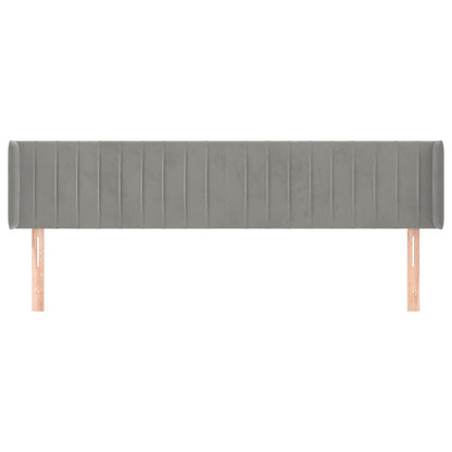 Hoofdbord Met Randen Fluweel 163 x 16 x 78/88 cm Lichtgrijs