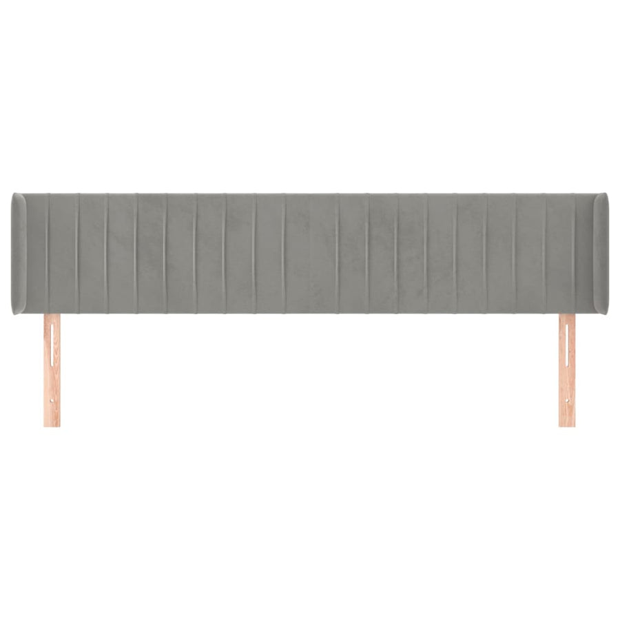 Hoofdbord Met Randen Fluweel 163 x 16 x 78/88 cm Lichtgrijs
