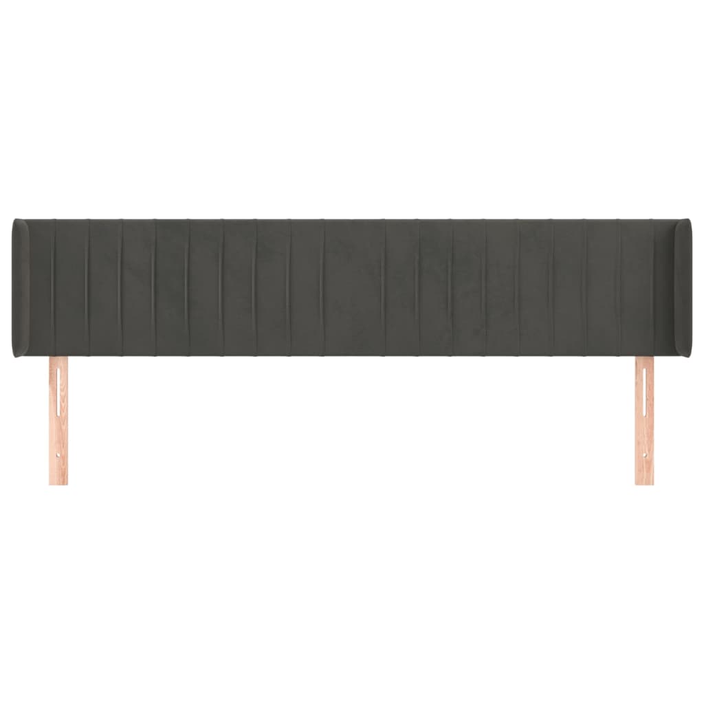 Hoofdbord Met Randen Fluweel 163 x 16 x 78/88 cm Donkergrijs