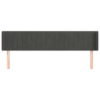 Hoofdbord Met Randen Fluweel 163 x 16 x 78/88 cm Donkergrijs