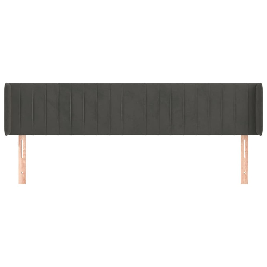 Hoofdbord Met Randen Fluweel 163 x 16 x 78/88 cm Donkergrijs
