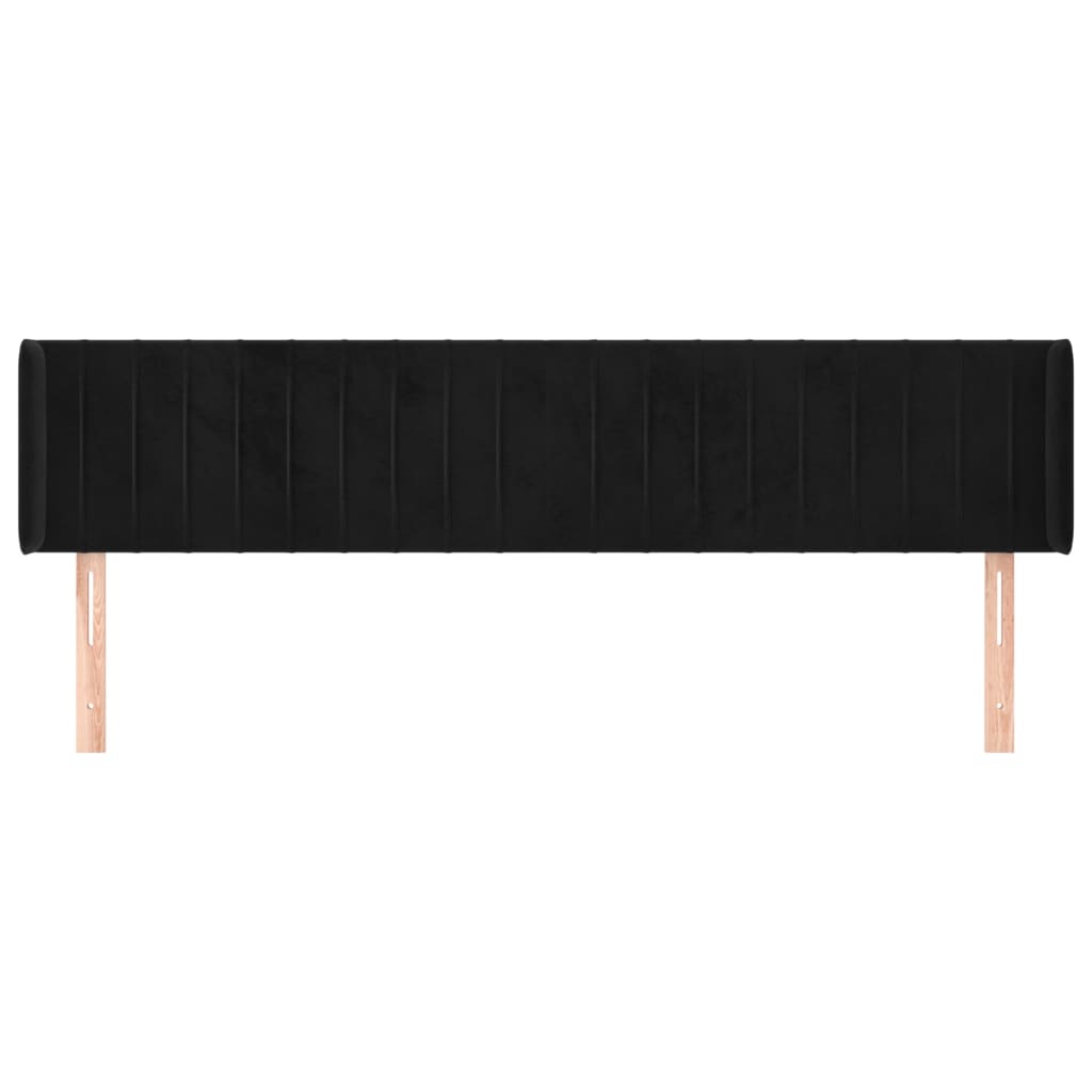 Hoofdbord Met Randen Fluweel 163 x 16 x 78/88 cm Zwart
