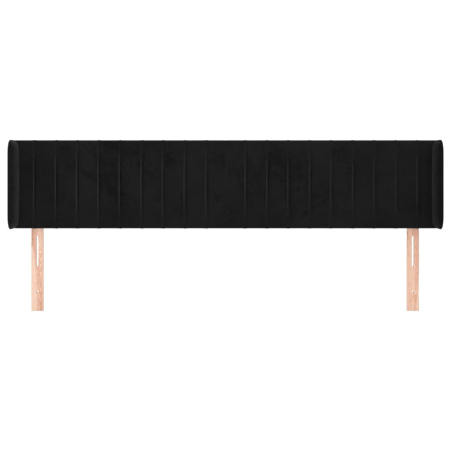 Hoofdbord Met Randen Fluweel 163 x 16 x 78/88 cm Zwart