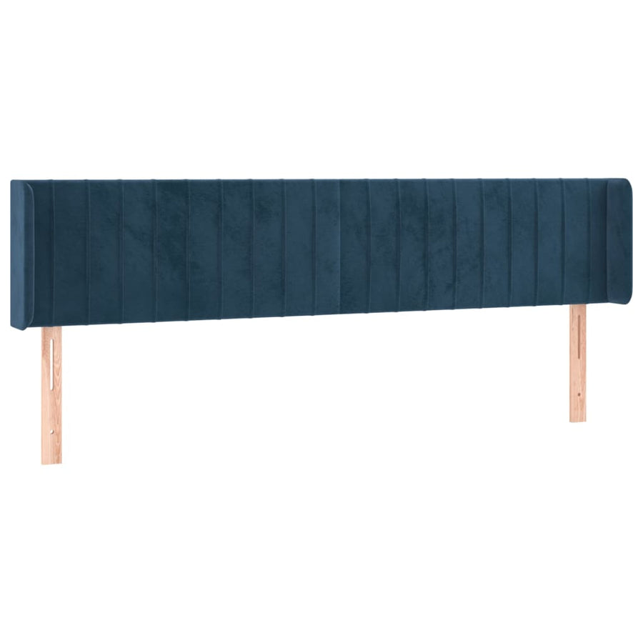 Hoofdbord Met Randen Fluweel 163 x 16 x 78/88 cm Donkerblauw