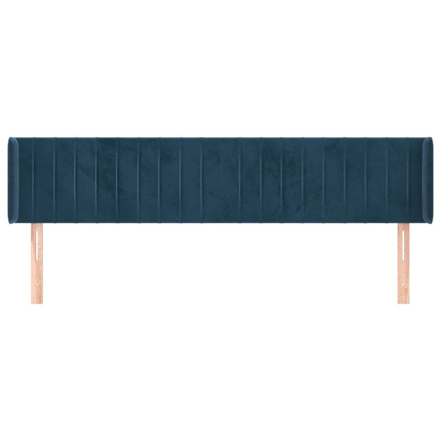 Hoofdbord Met Randen Fluweel 163 x 16 x 78/88 cm Donkerblauw