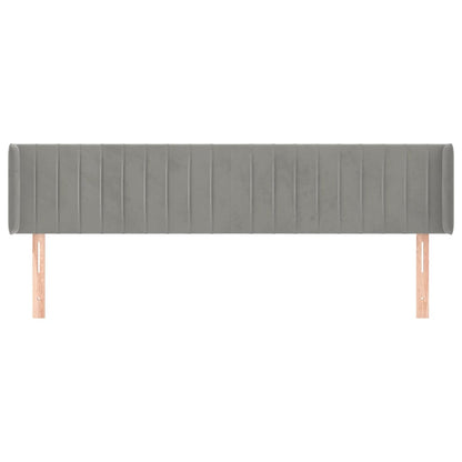 Hoofdbord Met Randen Fluweel 183 x 16 x 78/88 cm Lichtgrijs