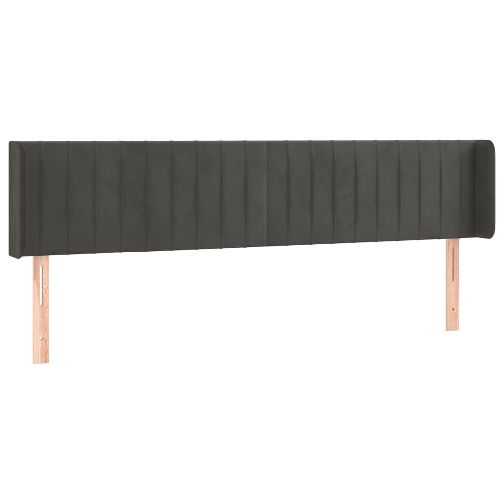 Hoofdbord Met Randen Fluweel 183 x 16 x 78/88 cm Donkergrijs