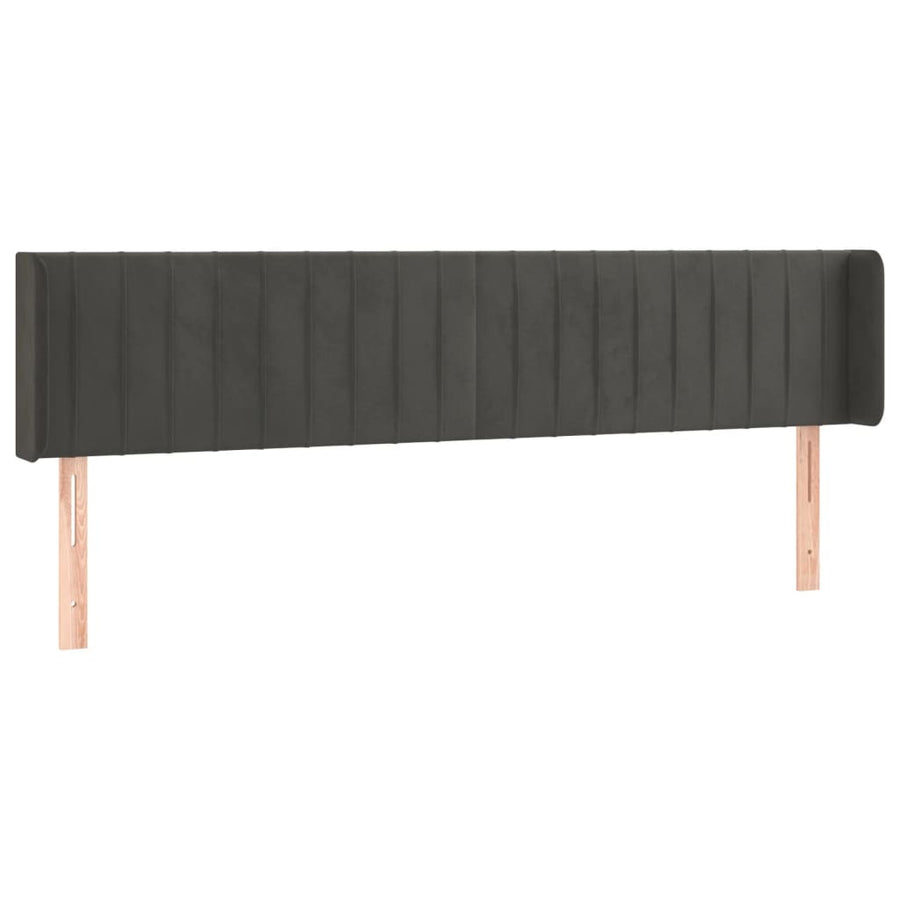 Hoofdbord Met Randen Fluweel 183 x 16 x 78/88 cm Donkergrijs