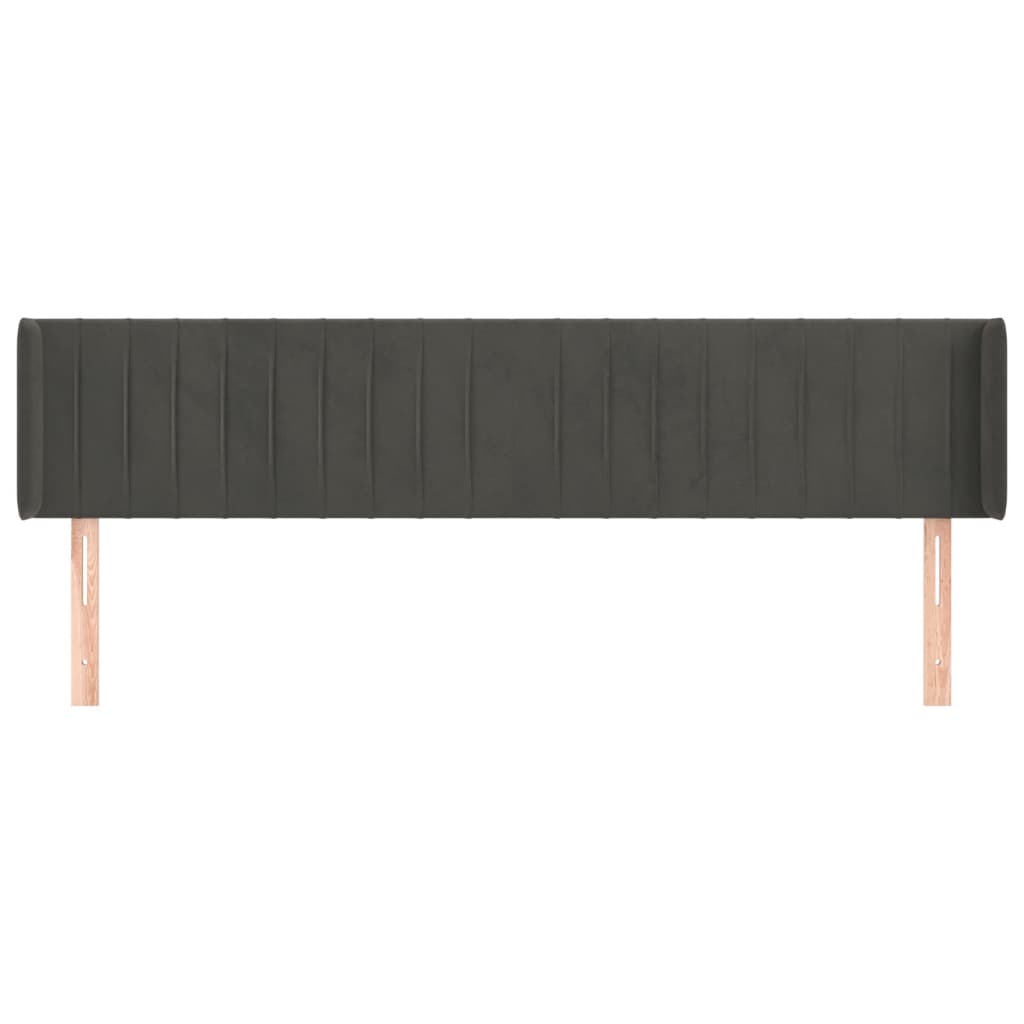 Hoofdbord Met Randen Fluweel 183 x 16 x 78/88 cm Donkergrijs